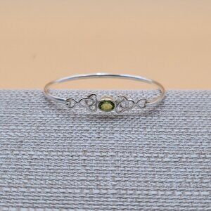 6 Inch Sterling Silver Celtic Peridot Gemstone Bracelet B570